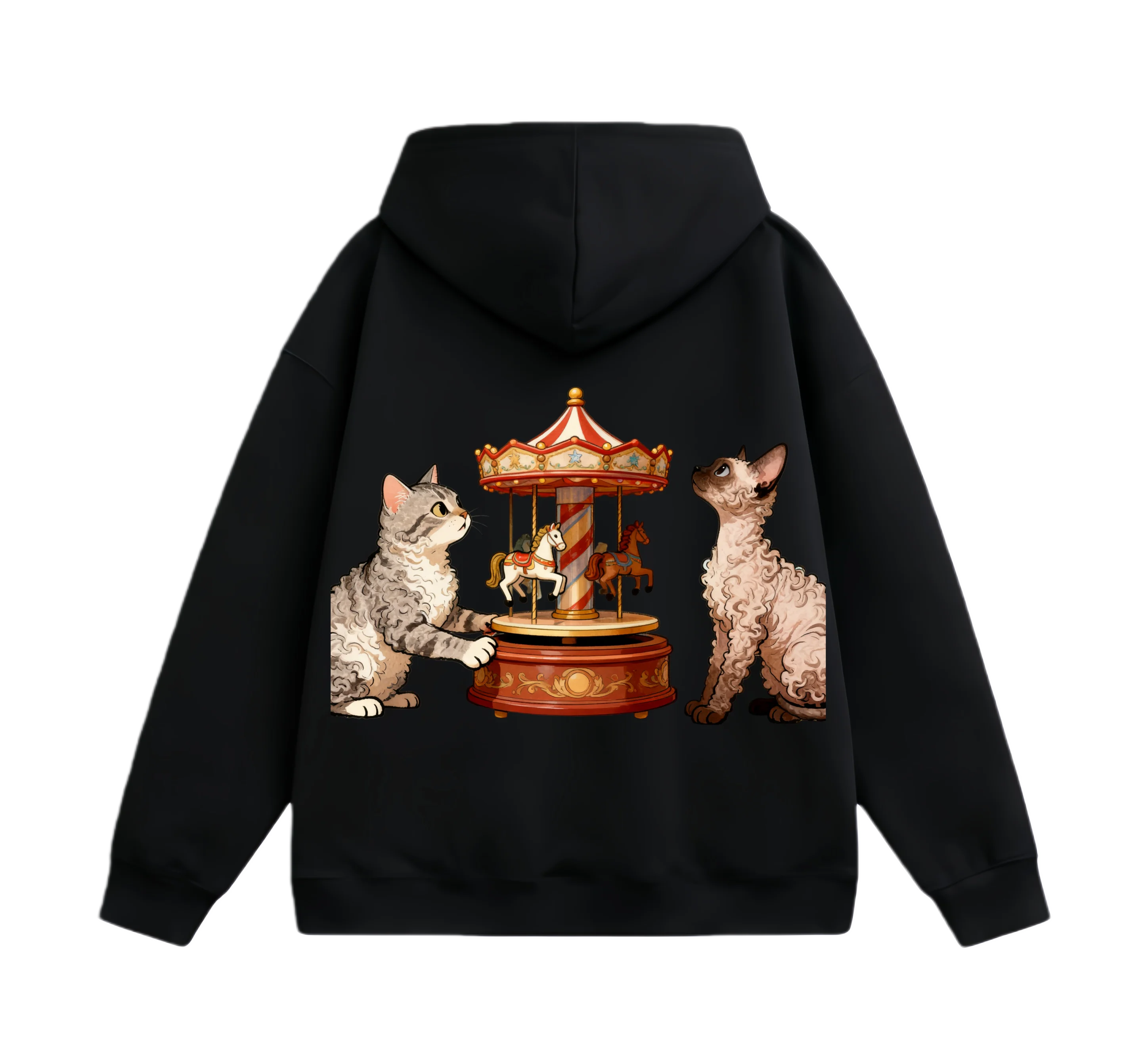 

Unisex Solid Color Hoodie Sweatshirt with Cat Print Casual Fashion Spring Autumn Winter Men's Women's Tops Couple Matching