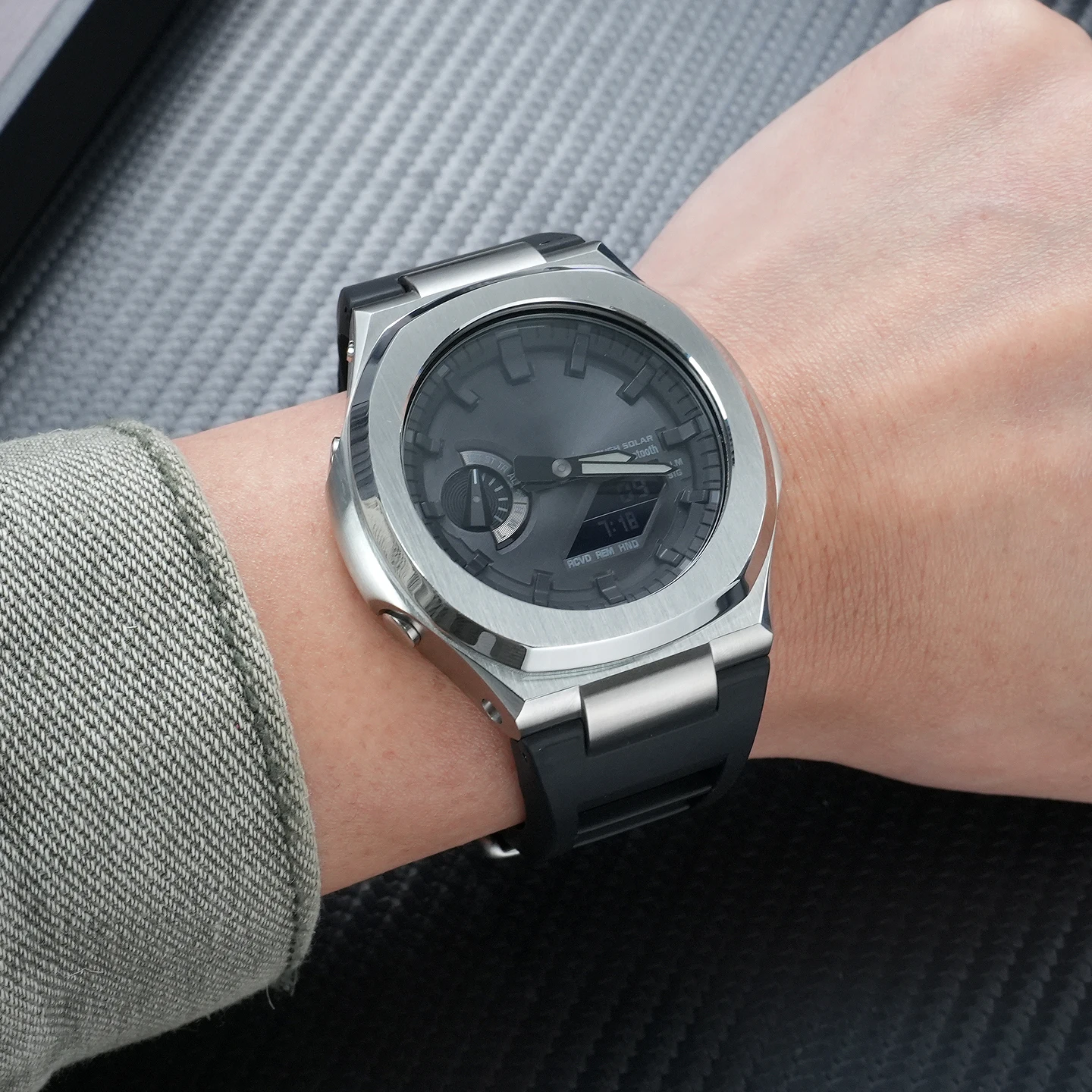 For the Casio G-SHOCK Farmhouse Oak Series Custom GA-2100 Stainless Steel Case and Band Set to Replace the GA-B2100