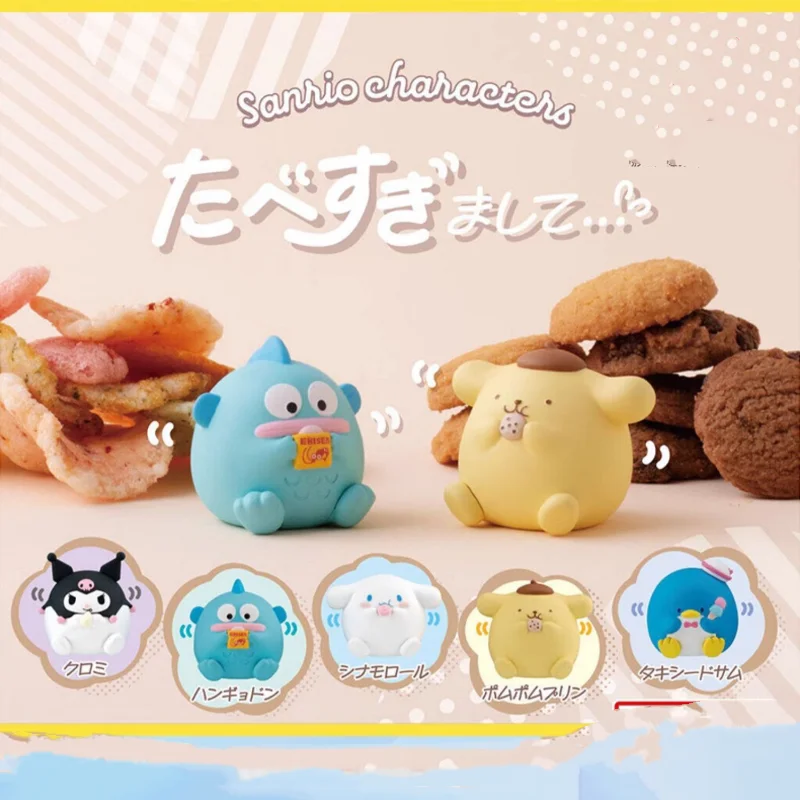 Eat To Fullest Series PomPomPurin Cinnamoroll Kuromi Hangyodon Tuxedosam Action Figure Doll Toys Gifts for Kids Gashapon Toys