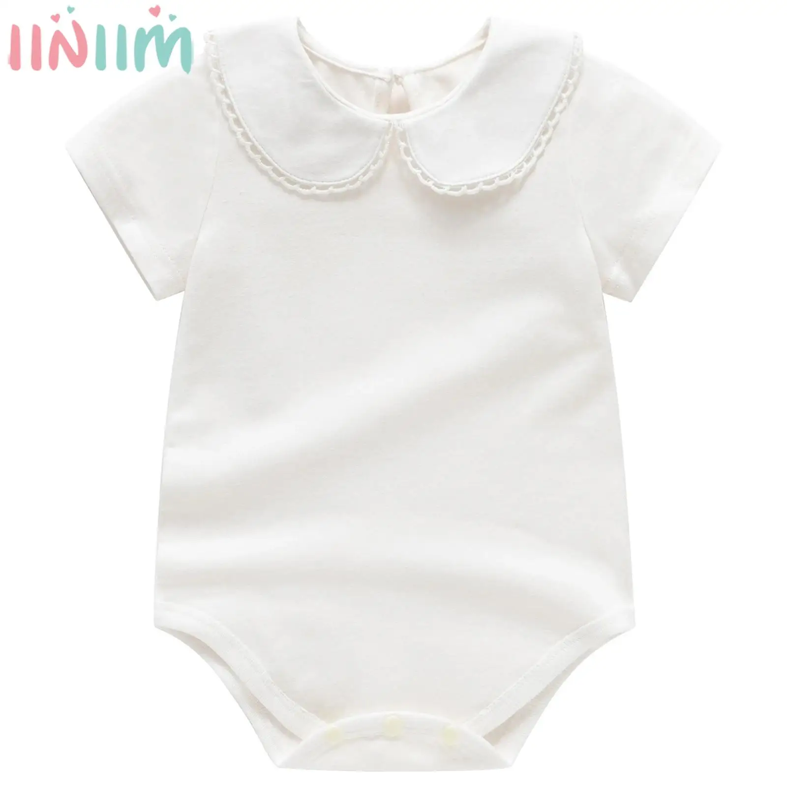 

Newborn Baby Girls Super Soft Cotton Romper White Infant Bodysuit Spring Fall Clothes for Daily Baptism Shower Birthday Party