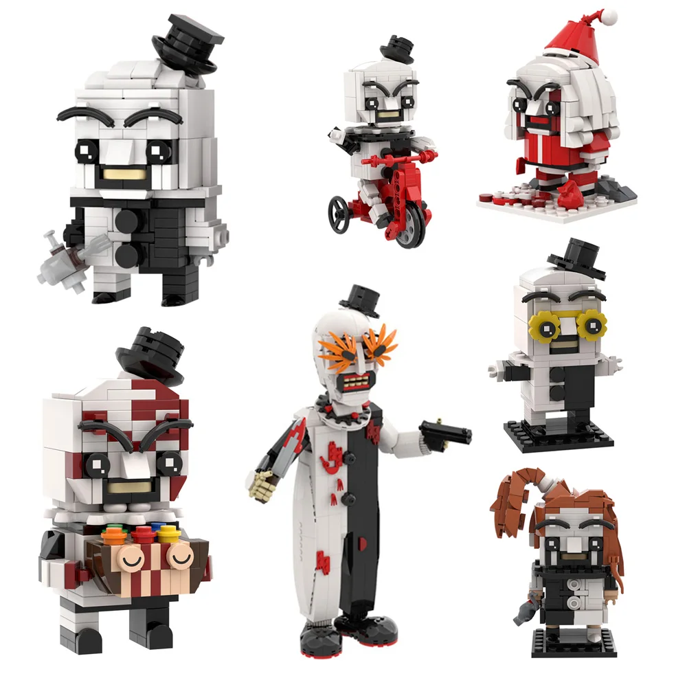 MOC Art el modelo de payaso, bloques de construcción, Horror, payaso malvado, BrickheadZ, figura de ladrillos, juguete, regalo de Halloween para adultos
