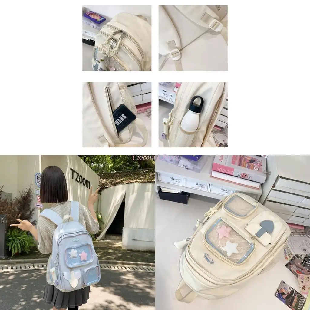 

Y1UB Эстетическая рюкзак для ноутбука с большими возможностями для школы и путешествий с прозрачным карманом