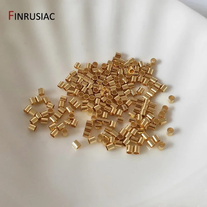 Trendy 18K Gold Plated Crimp Beads Accessories 2mm Positioning Copper Tubes For Jewelry Making Findings Supplies Wholesale