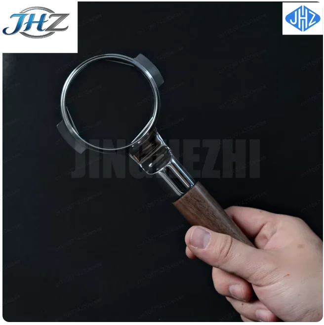 

JHZ for Bottomless Coffee Integrated Portafilter Handle - Suitable for E61 Machines, 316 Stainless Steel with Walnut Wood Accent