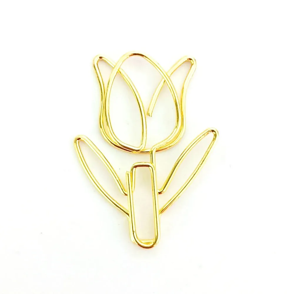 10pcs Tulip Paper Clips Kawaii Notebook Planner Bookmarks Korean Stationery Tickets Photo Clips Office Supplies Bookmark Folder