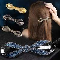 Pinzas para el cabello coreanas elegantes con lazo de cristal para primavera, horquillas, pasadores de diamantes de imitación dulces, horquillas para mujeres y niñas, accesorios para el cabello