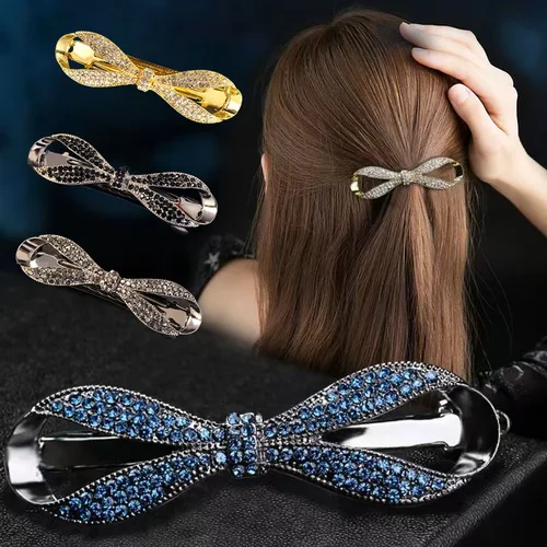 Pinzas para el cabello coreanas elegantes con lazo de cristal para primavera, horquillas, pasadores de diamantes de imitación dulces, horquillas para mujeres y niñas, accesorios para el cabello