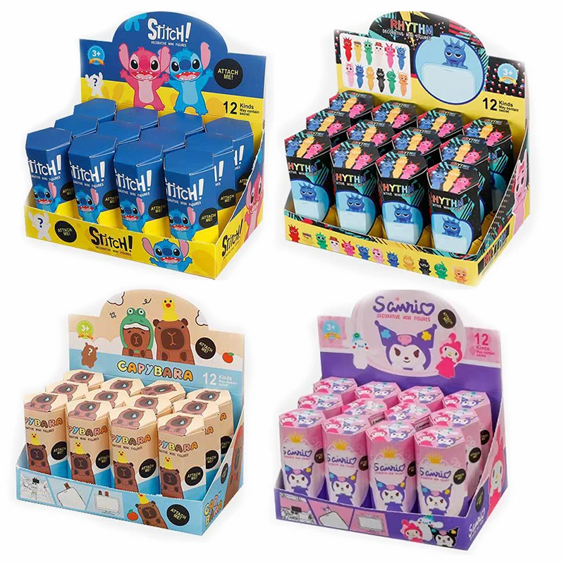 

12 шт. в комплекте, слепая коробка, хипперс, стежка, детские счастливые наклейки, украшение для рабочего стола автомобиля, фигурка Минни, загадочная коробка, оптовая продажа