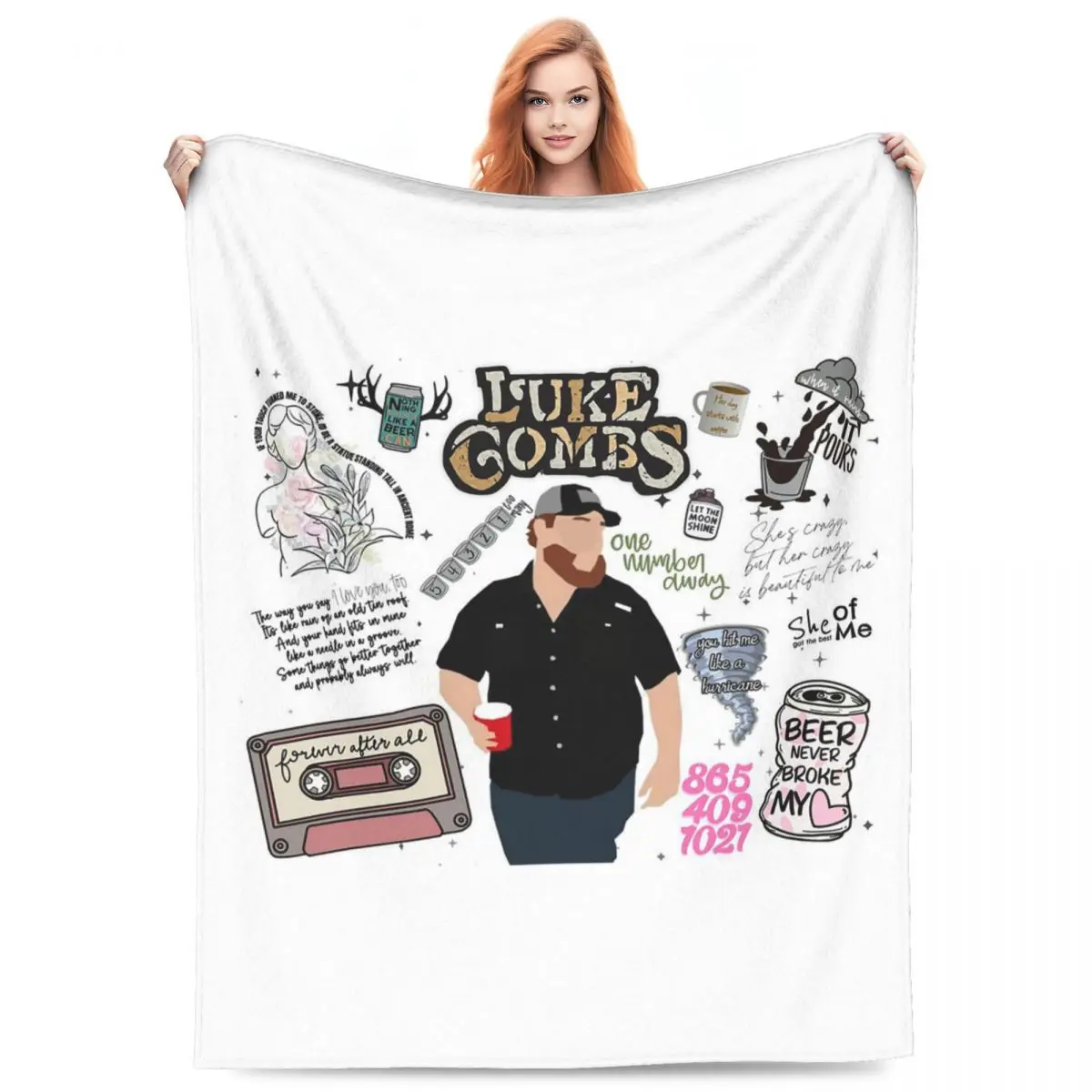 Country Singer Luke Combs Word Tour Blanket Flannel Sofa Throw Blanket Breathable for Couch Bedding Throws Bedspread Quilt