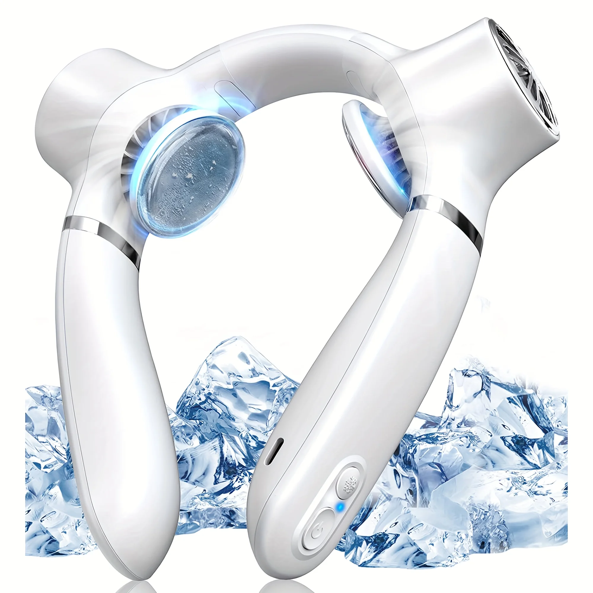 

Шейный вентилятор Auskang, портативный воздушный охладитель с охлаждающим чипом, перезаряжаемый охлаждающий вентилятор без помощи рук, носимый шейный охладитель, 3-скоростной