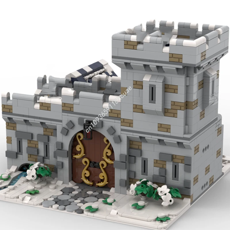 

2011 шт. MOC «Ворота деревни» под снежным замком, креативная модель строительных блоков «сделай сам», идеально подходит для детей, подарок