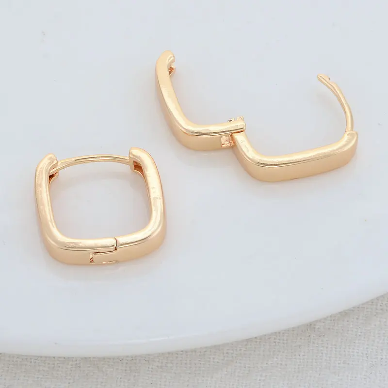 15.5MM 14K Gold Color Brass Square Earrings Hoops High Quality Jewelry Making Supplies Diy Findings Accessories