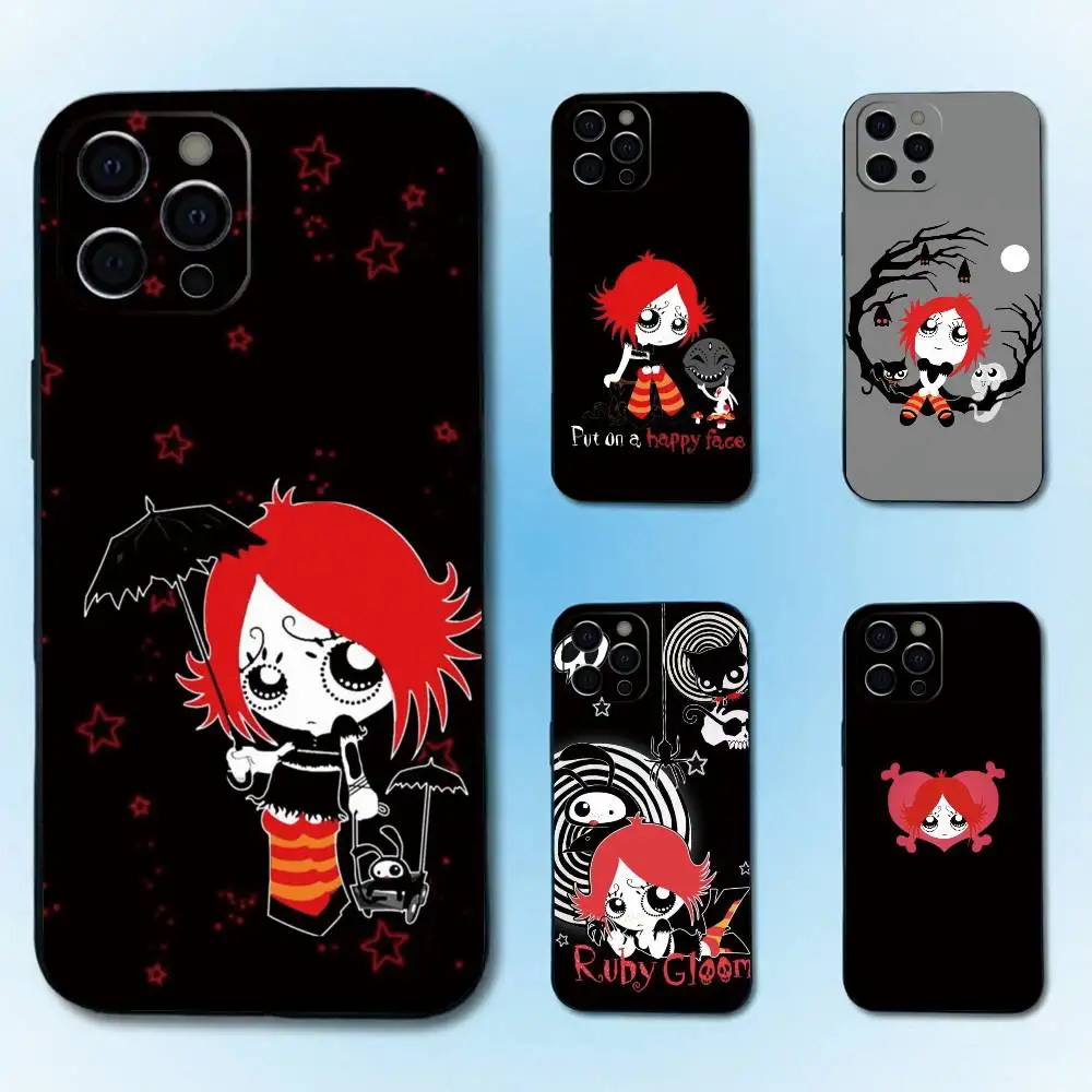 

Cute Dark Cartoon R-Ruby Gloom Phone Case For iPhone 17, 16,15,14,13,12,11 Plus,Pro Max, Others Soft Black Cover