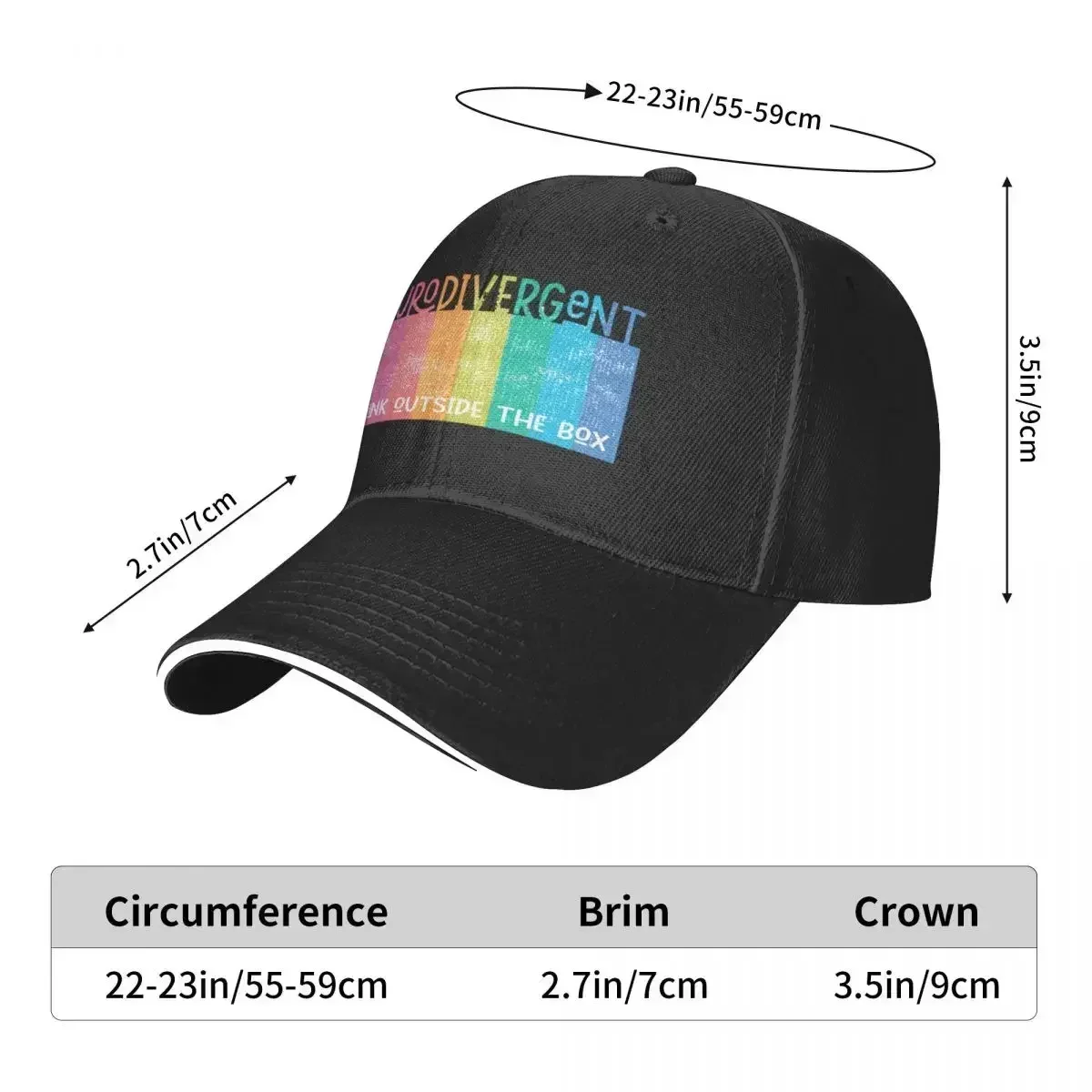 Colorful Neurodivergent Rainbow Design Unisex Caps Outdoor Trucker Baseball Cap Snapback Breathable Hat Polychromatic Hats