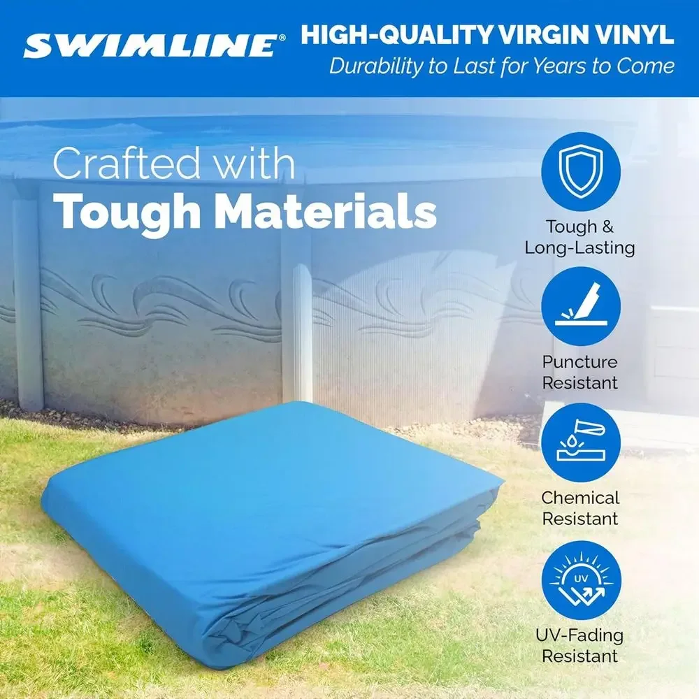 18 Inch Solid Blue Round Above Ground Pool Liner for 48-52 Inch Pools with Sun Protection