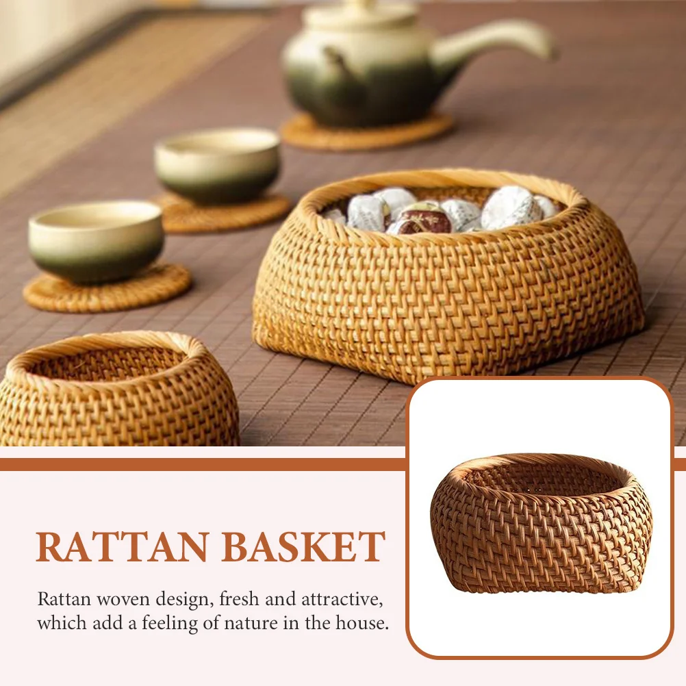 

Hand-Made Woven Rattan Tea Biscuit Box Fruit Holder Tea House Storage Basket Refreshment Holder Rattan Basket Refreshment Box