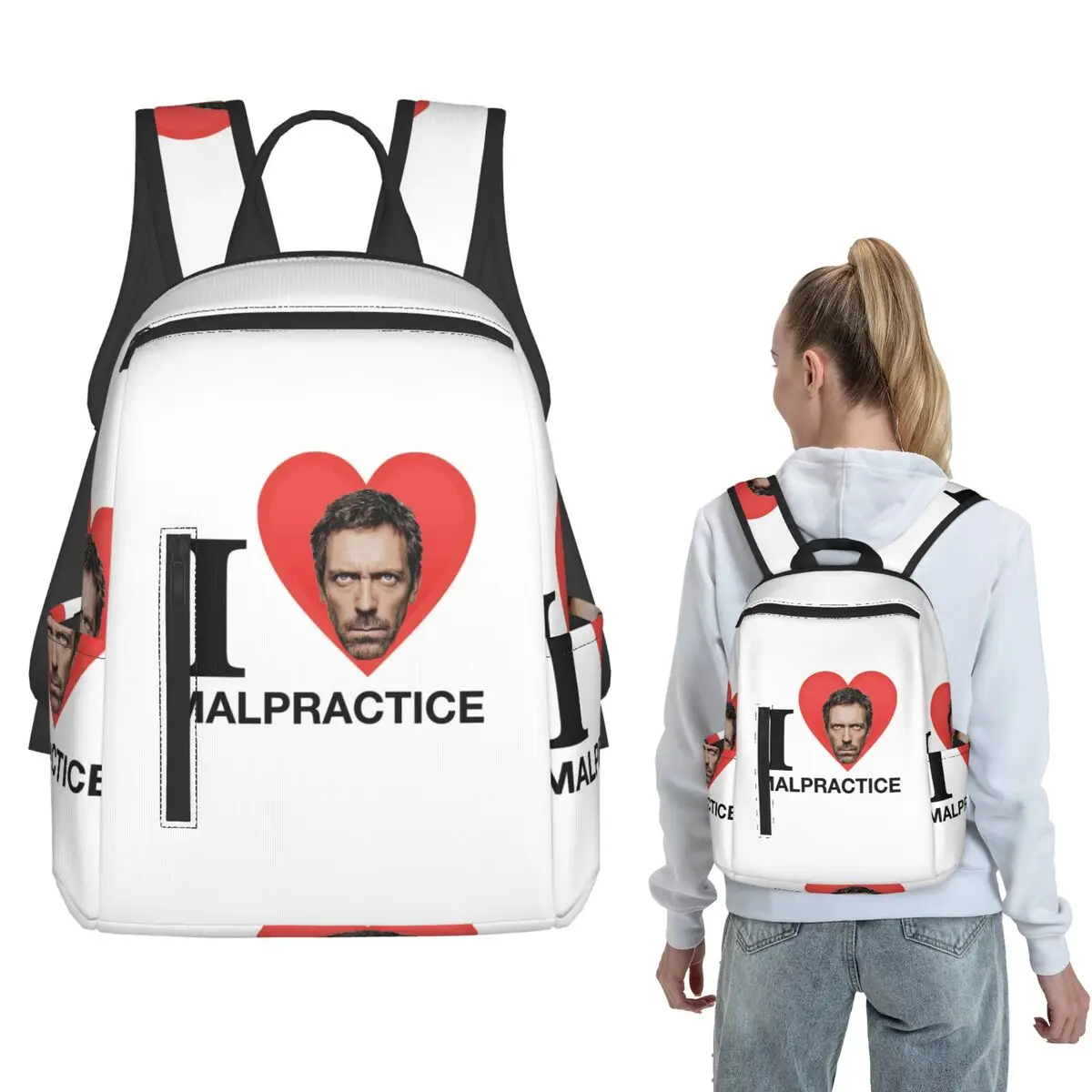 House MD Malpractice Enthusiast Merch Backpack Large Capacity Boys Girls BookBag School Bag Shoulder Bags for Men Women