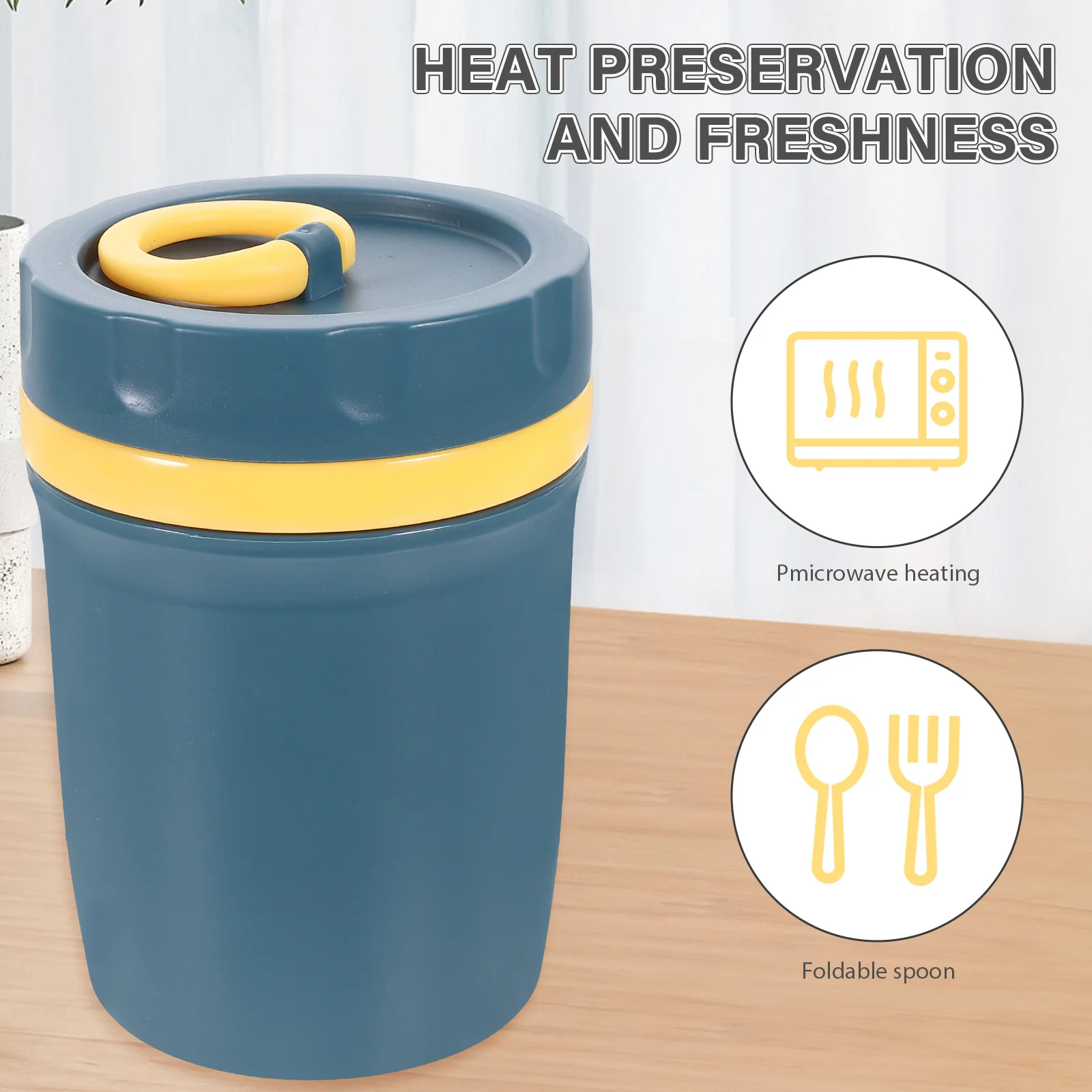 

Sealed Soup Cup Microwaveable Plastic Breakfast Container Foldable Spoon Portable Leakproof Soup Container for Home Office