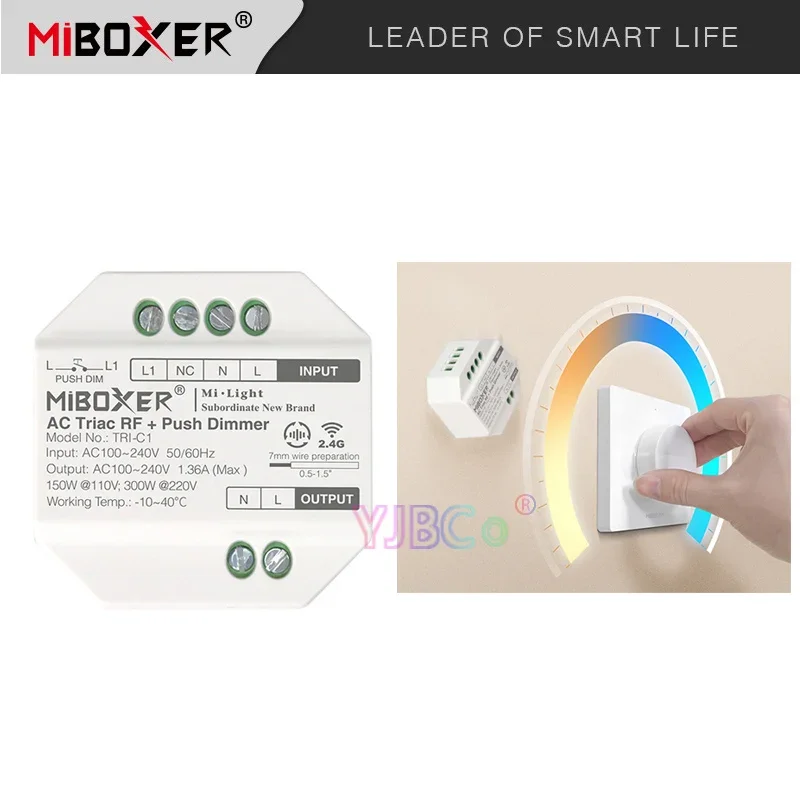 

Miboxer K1 Rotating switch panel remote work with LED Triac RF Push Dimmer Switch AC110V 220V TRI-C1 2.4GH RF Remote Controller