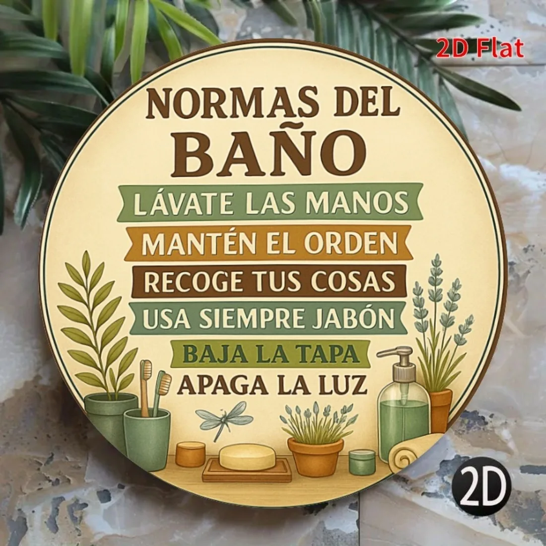 Spanish Toilet Rules 2D Flat metal Sign 