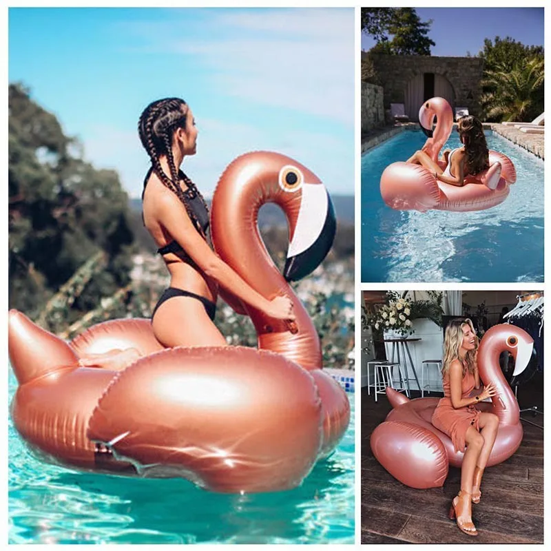Juguetes acuáticos gigantes, estera flotante, flamenco rosa, fila flotante inflable de PVC gruesa, colchones de aire, juguetes de fiesta de agua para regalo de verano