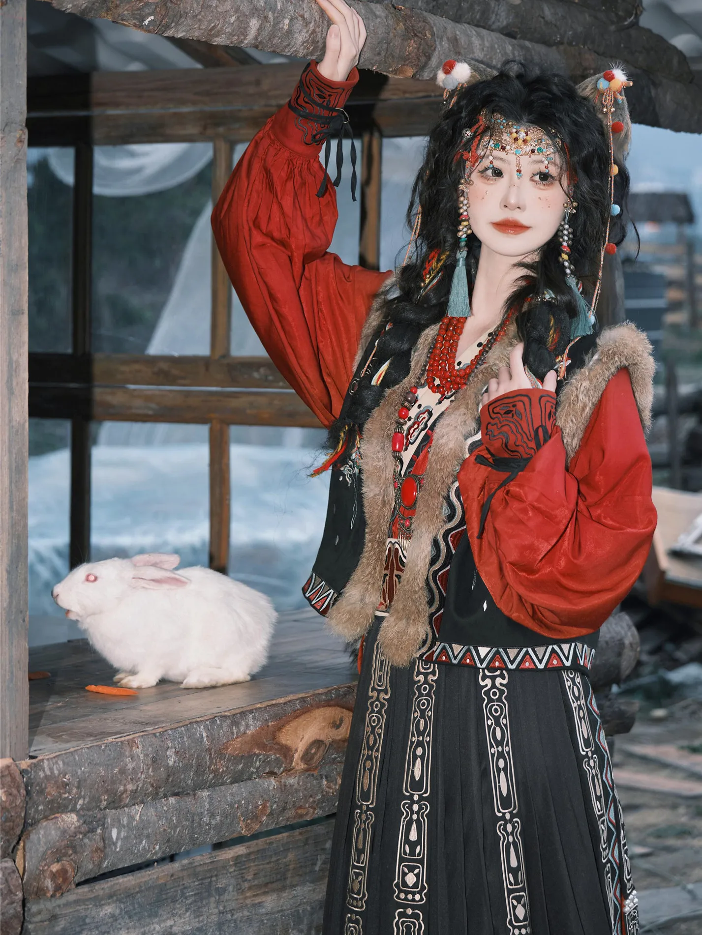 

Tibetan Women's Spring Autumn Outdoors Yujing Tang Dragon Ancient Sle Embroidered Tibetan Clothing Photoaphy ooting Suit