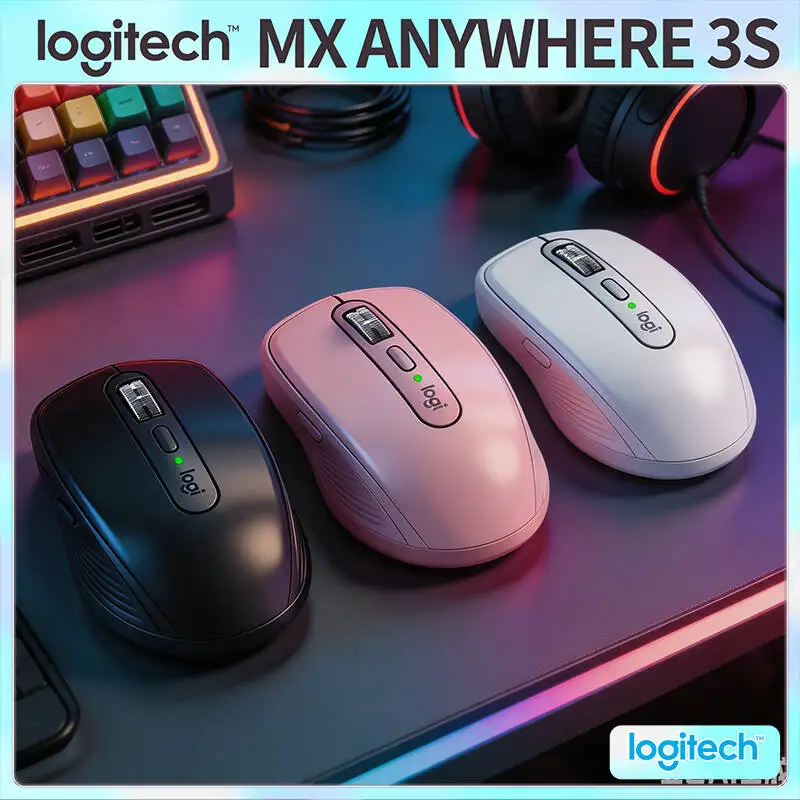 Premium Logitech MX Anywhere 3S - 8000 DPI, Hyper-Scroll, Silent Click, 3-Device Connect for Dorm & Campus Office