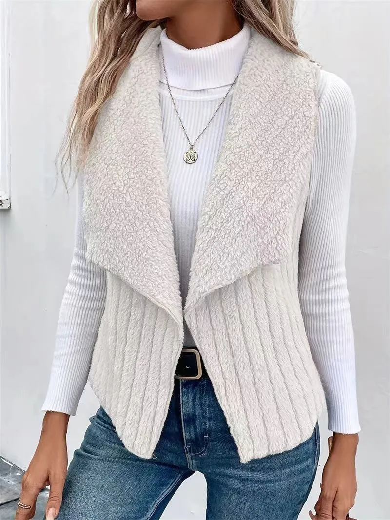 

US Fashion Casual Simple Sleeveless Vest Chic Street Relaxed Slim Vest Versatile Light Knit Vest Trendy Oversized Waistcoat