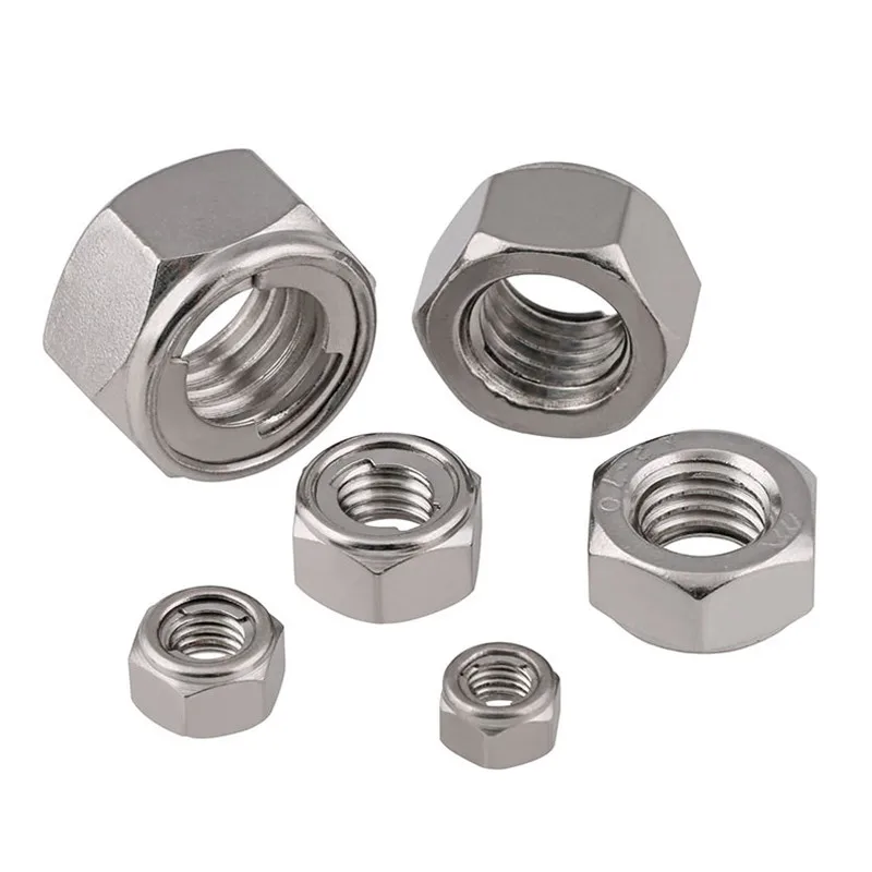 GB6184 M3 M4 M5 M6 M8 M10 Stainless Steel 304 Metal Self Locking Nuts Hexagon Nuts Metal Lug Lock Nuts