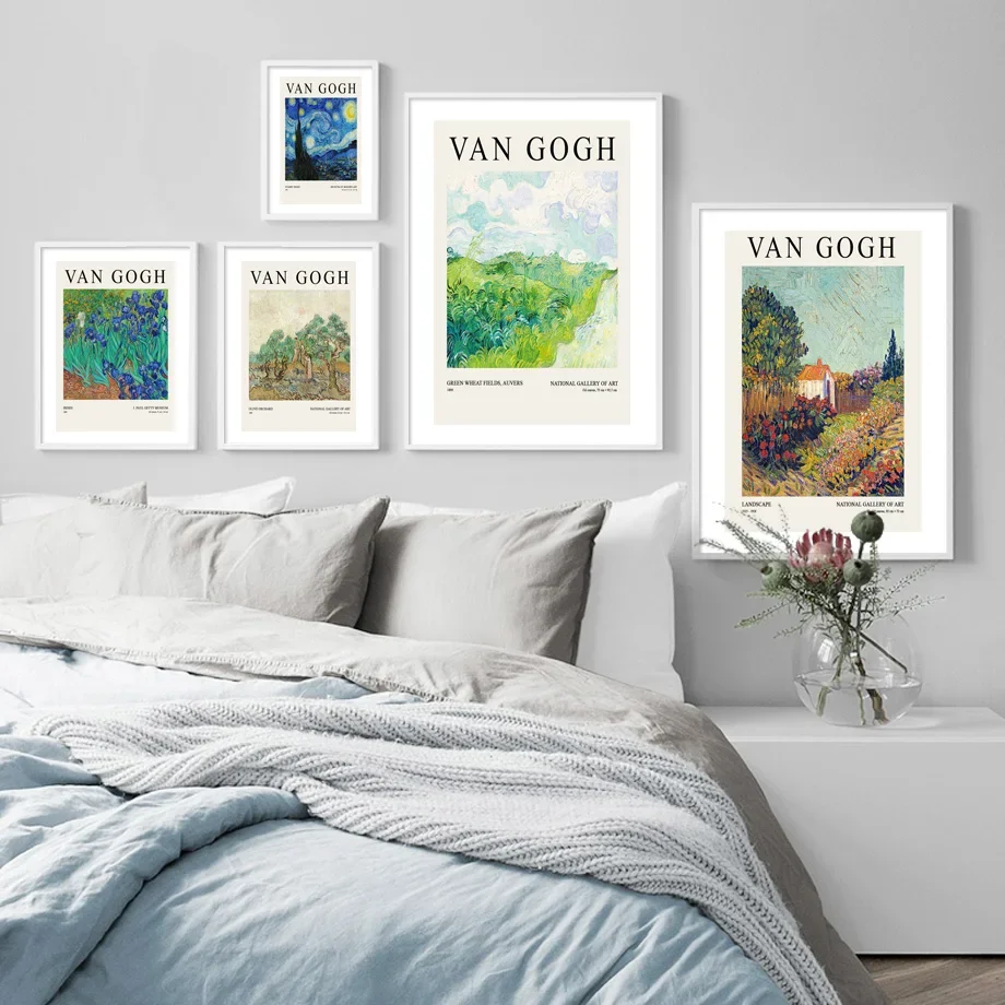 Nordic Vintage Poster Van Gogh Sunflower Starry Night Wall Art Print Canvas Painting Gallery Wall Picture For Living Room Decor