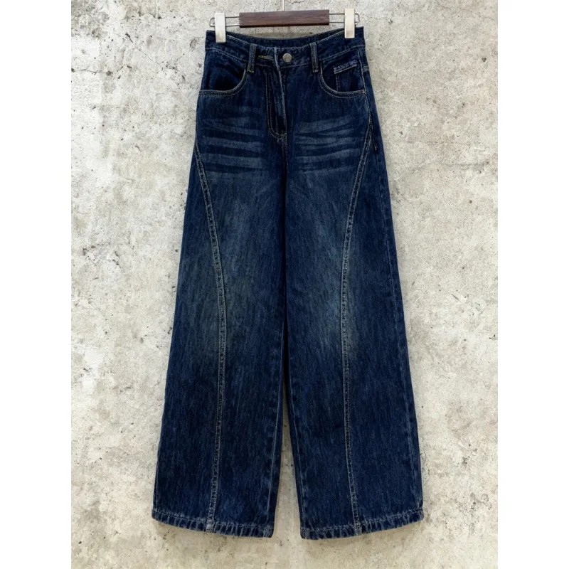 

2000s American Vintage Denim Pants Women's Spring Autumn Loose High Waist Slim Straight Wide Leg Jean Pants Trousers