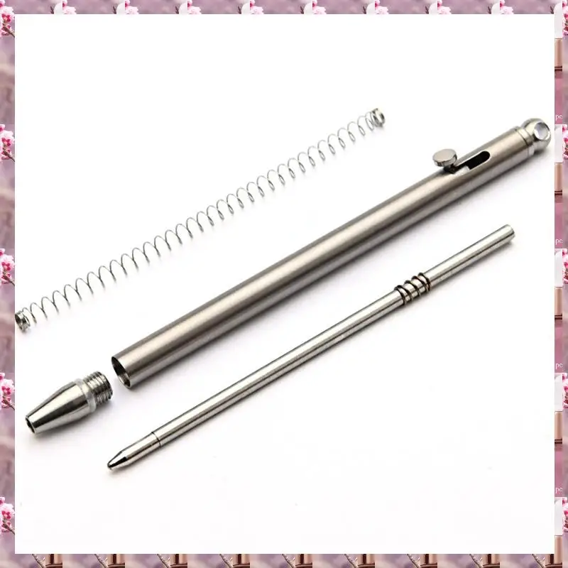 2025 Pure Titanium Mini Compact Bolt Pen Portable Metal Ballpoint Pen For Travel For Guest Signature Gray Titanium,Pure Titanium