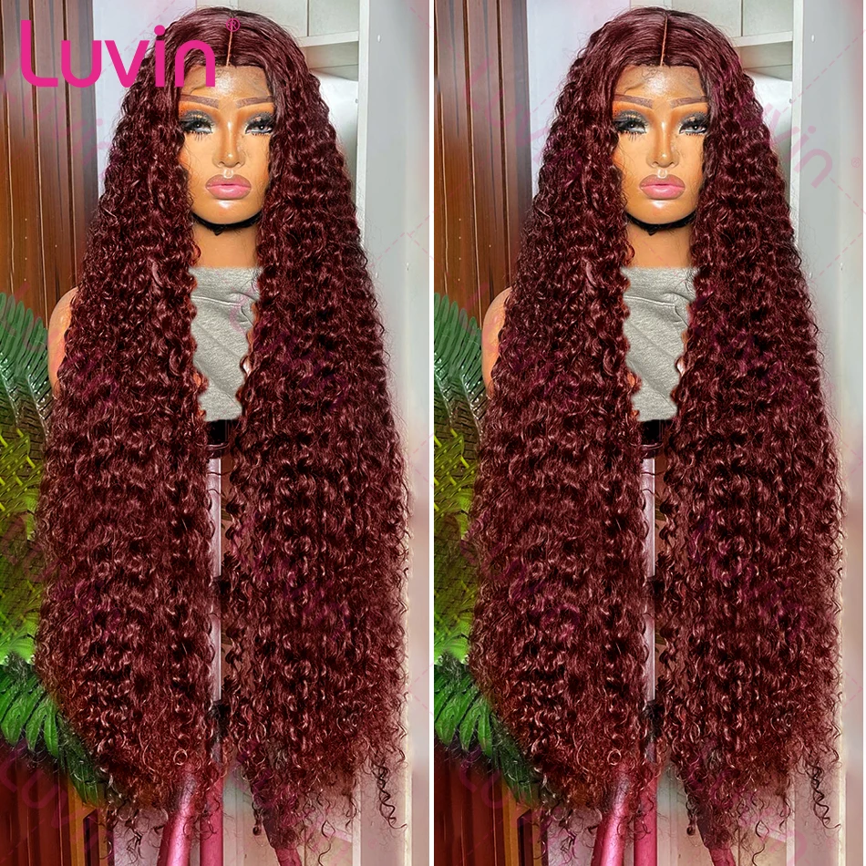 Reddish Brown Lace Front Wig 200 Density Deep Wave 13x4 Lace Human Hair Wig Pre Plucked Water Wave 13x6 Lace Wig for Women