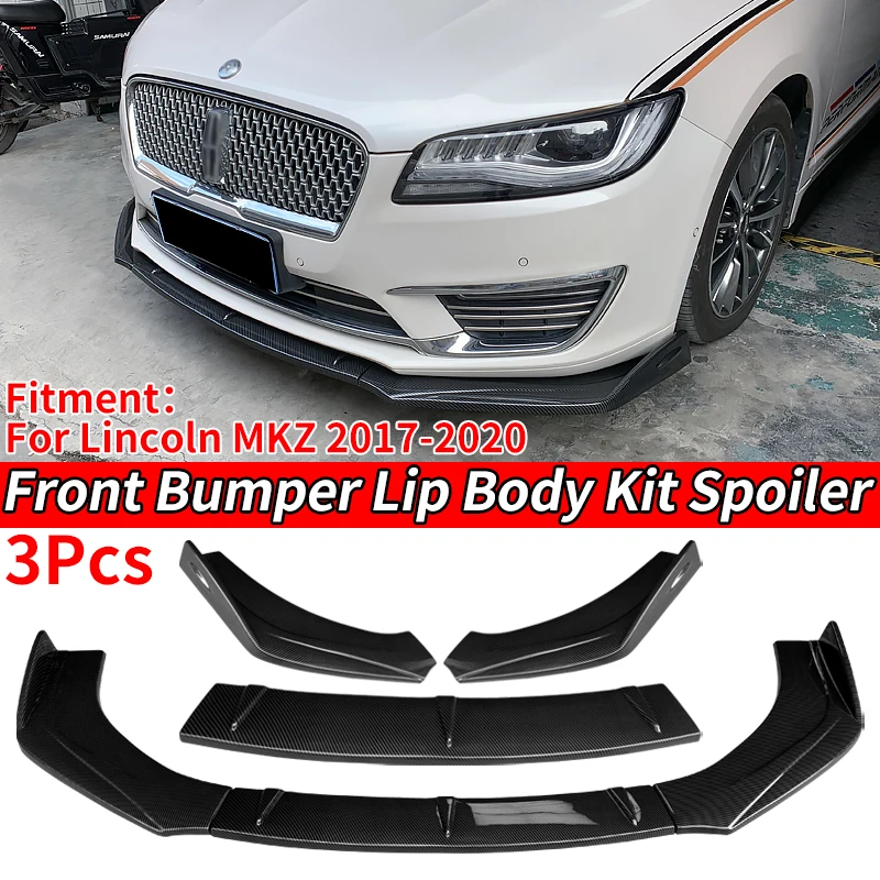 Car  For Lincoln MKZ 2017 2018 2019 2020 Front Splitter Bumper Lip Body Kit Spoiler Chin Plate ABS Carbon Fiber Look Accessories