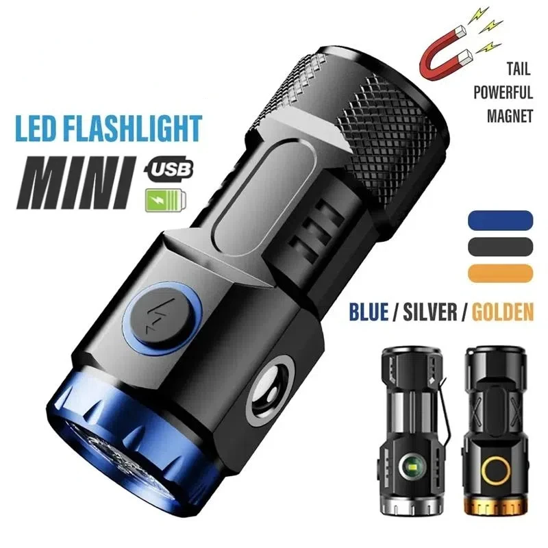 

﻿ MINI Rechargeable LED Flashlight Camping Light With Side Lights Lampshade Tail With Magnet Exploring Camping Outdoor