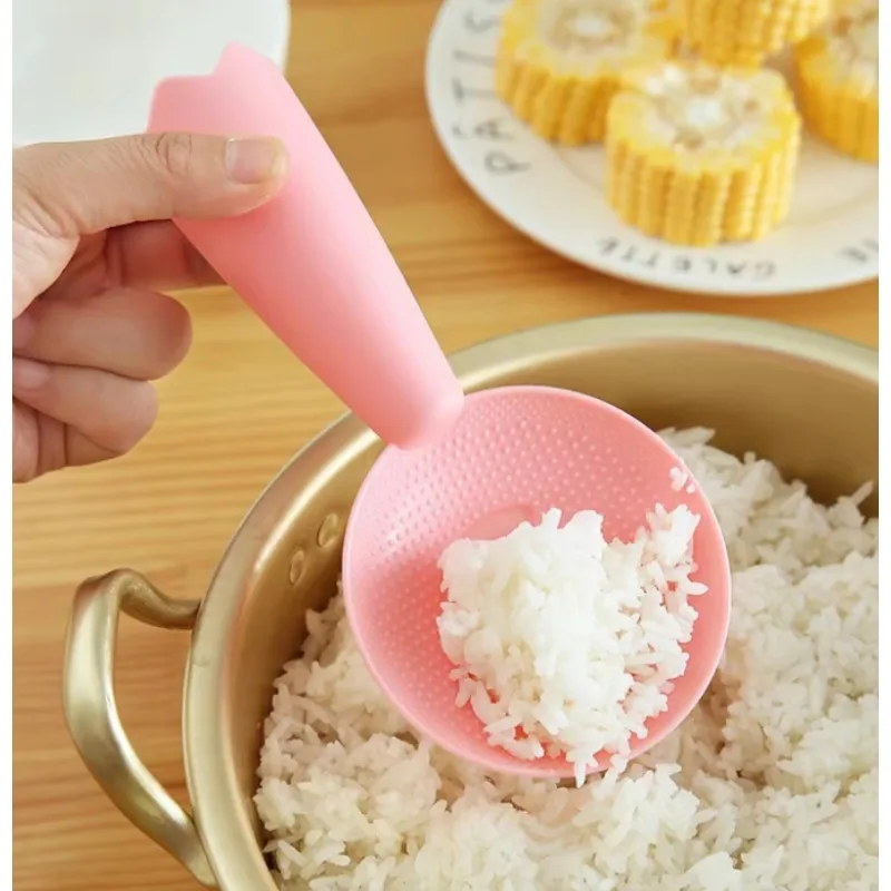 Good Mood Face Non Stick Plastic Rice Scoop Standing Design Cooker Spoon Kitchen Utensil Tableware Serving Tool Gadgets