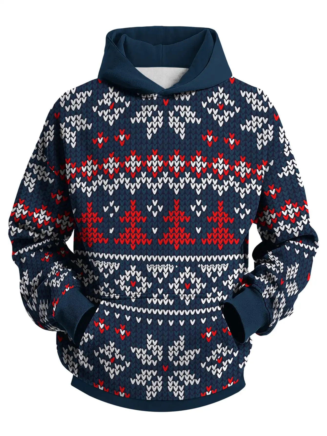 

Diamond check pattern men's Santa Claus pattern hoodie fashion fun geometric pattern 3D print pullover hoodie men's Christmas
