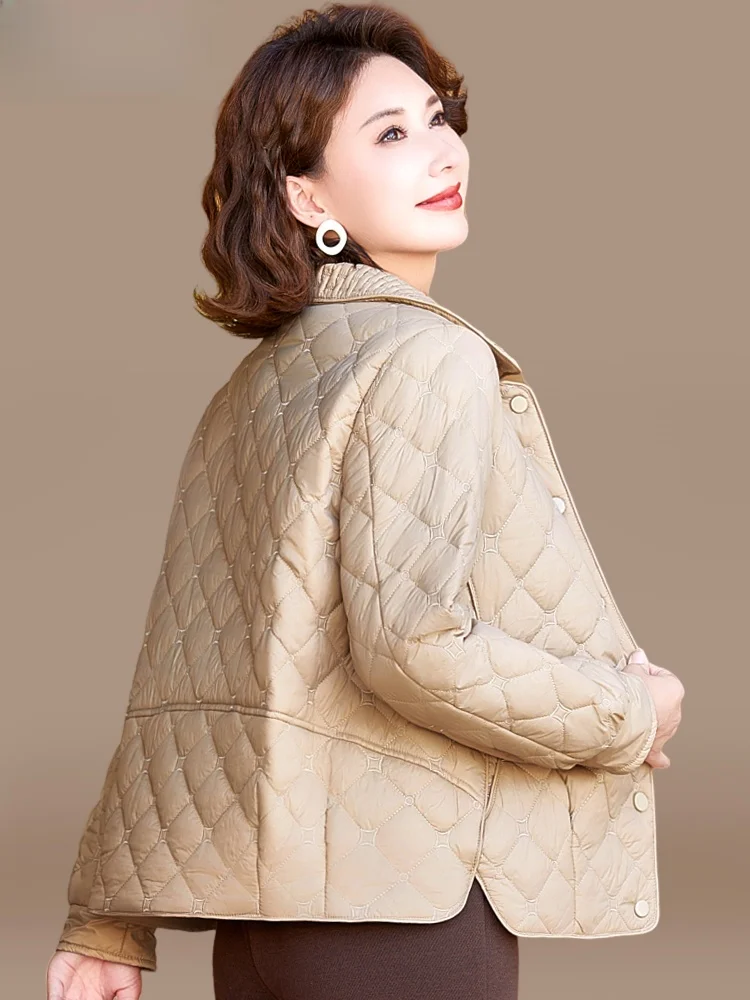 

Повседневная легкая хлопковая куртка для женщин среднего возраста: модное зимнее пальто с пуховым наполнителем в корейском стиле, свободный крой