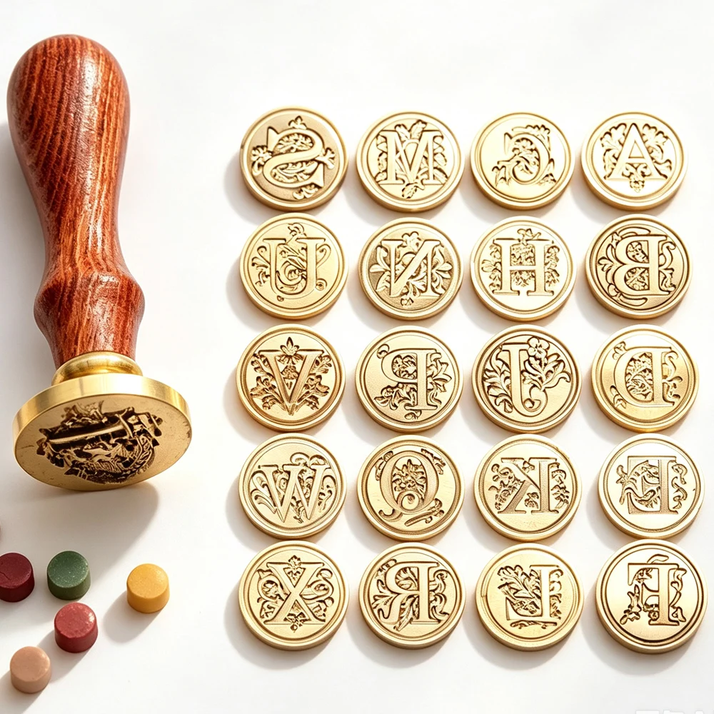 Wax Seal Stamp Kit - • ختم خشبي كلاسيكي عتيق يحتوي
