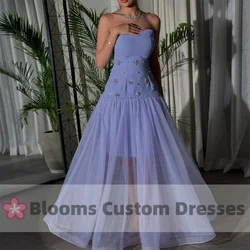 Blooms Beaded Rhinestone Customized Evening Dresses For Special Occasion Tulle Crepe Saudi Party Gown Formal Prom Dress