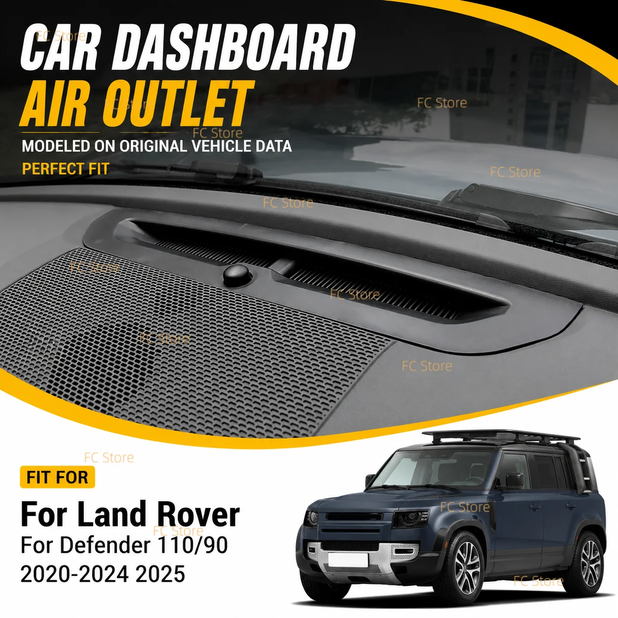 For Land Rover Defender 110 2020-2025 Stainless Steel Car Dashboard Air Outlet Anti-blocking Mesh Cover Dashboard Speaker Cover
