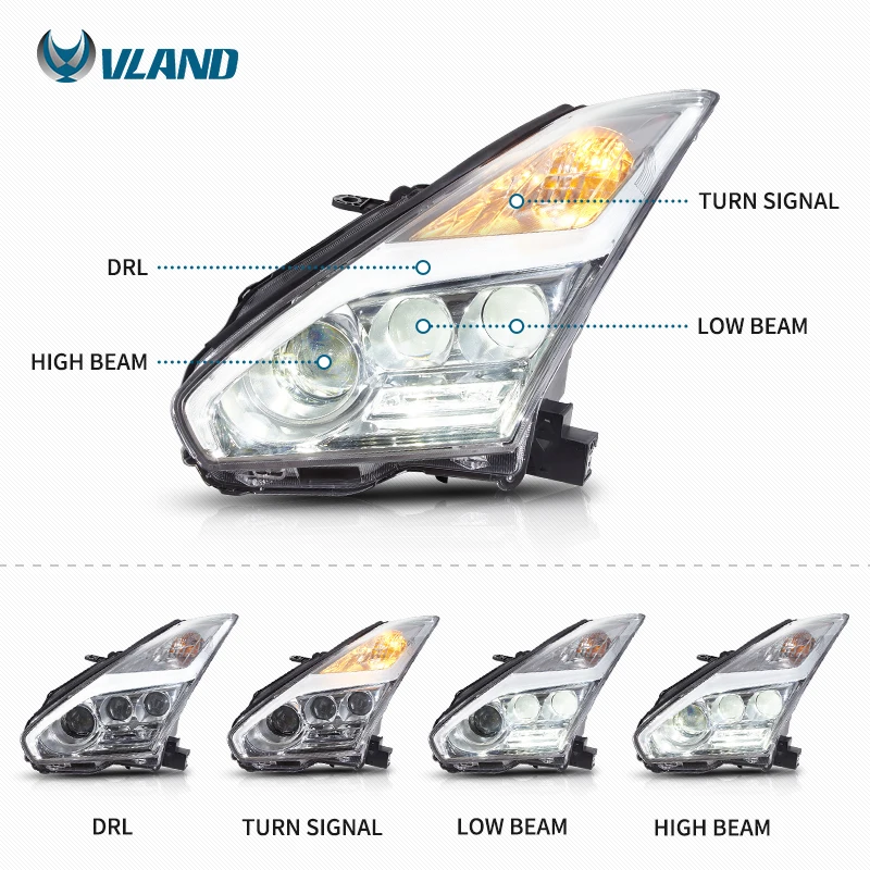Modified Lens Full LED Headlight Assembly Fits 08-23 Nissan GTR R35, Built-in LED Daytime Running Lights,Plug-and-Play