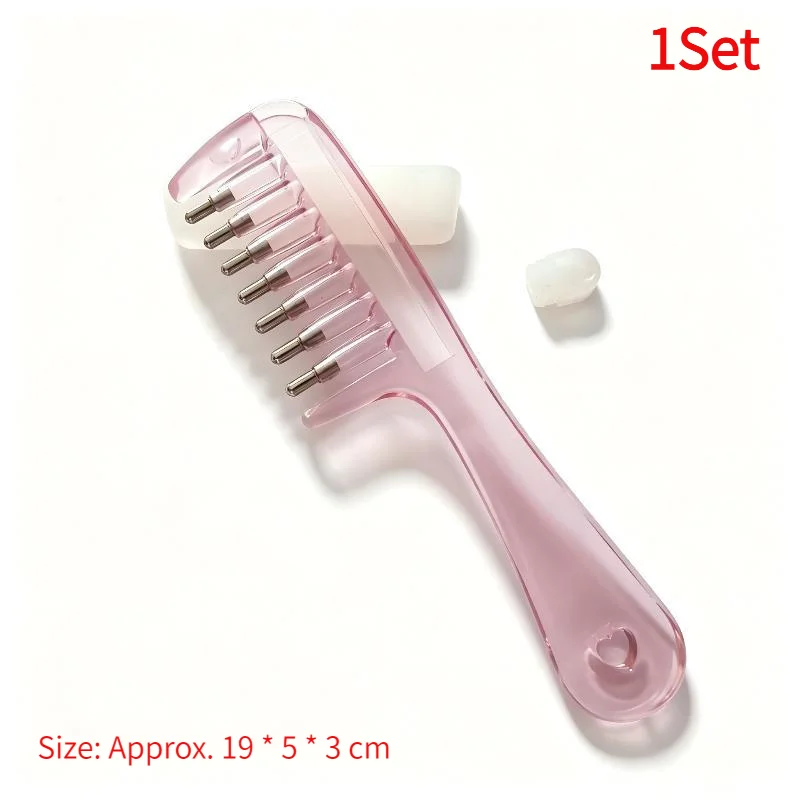 1Set Unisex Transparent Essential Oil Applicator Massage Comb With Built-In Liquid Reservoir, Rolling Metal Teeth, Suitable Car