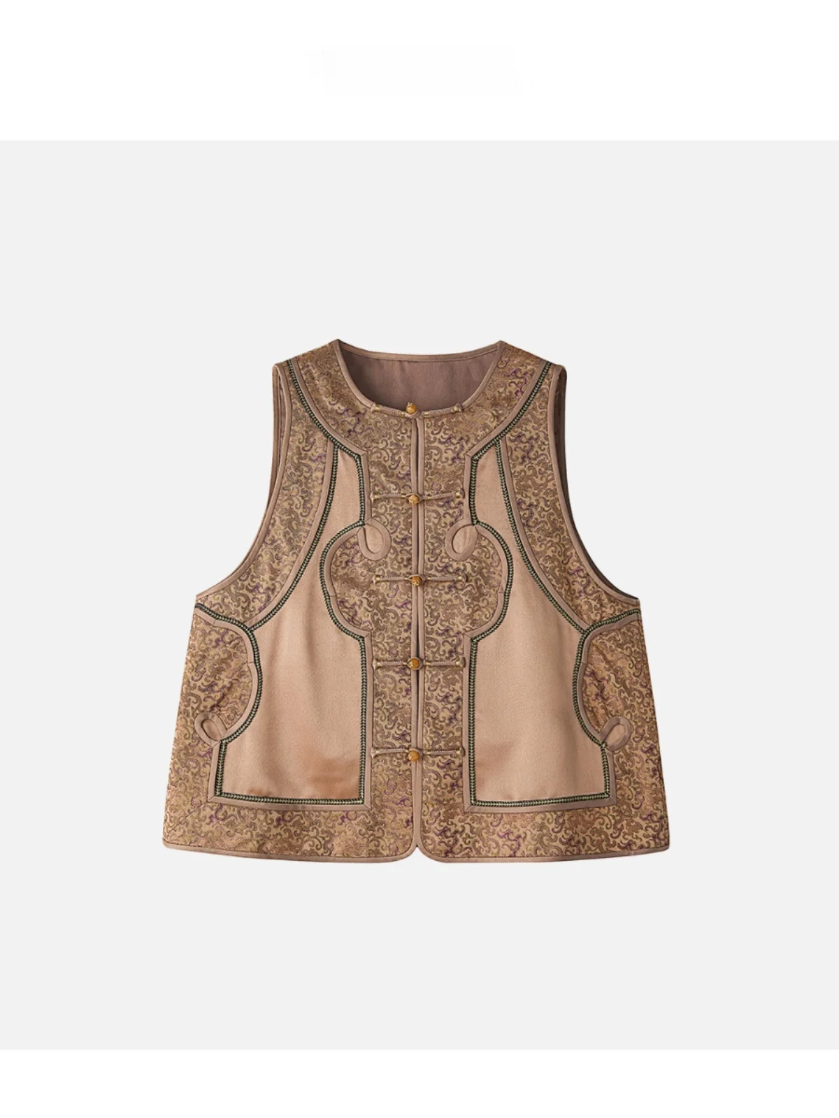 

Новая женская китайская блузка JINGJING2025 «Чжихэ» из вышитого шелка с пуговицами «Люй» на груди