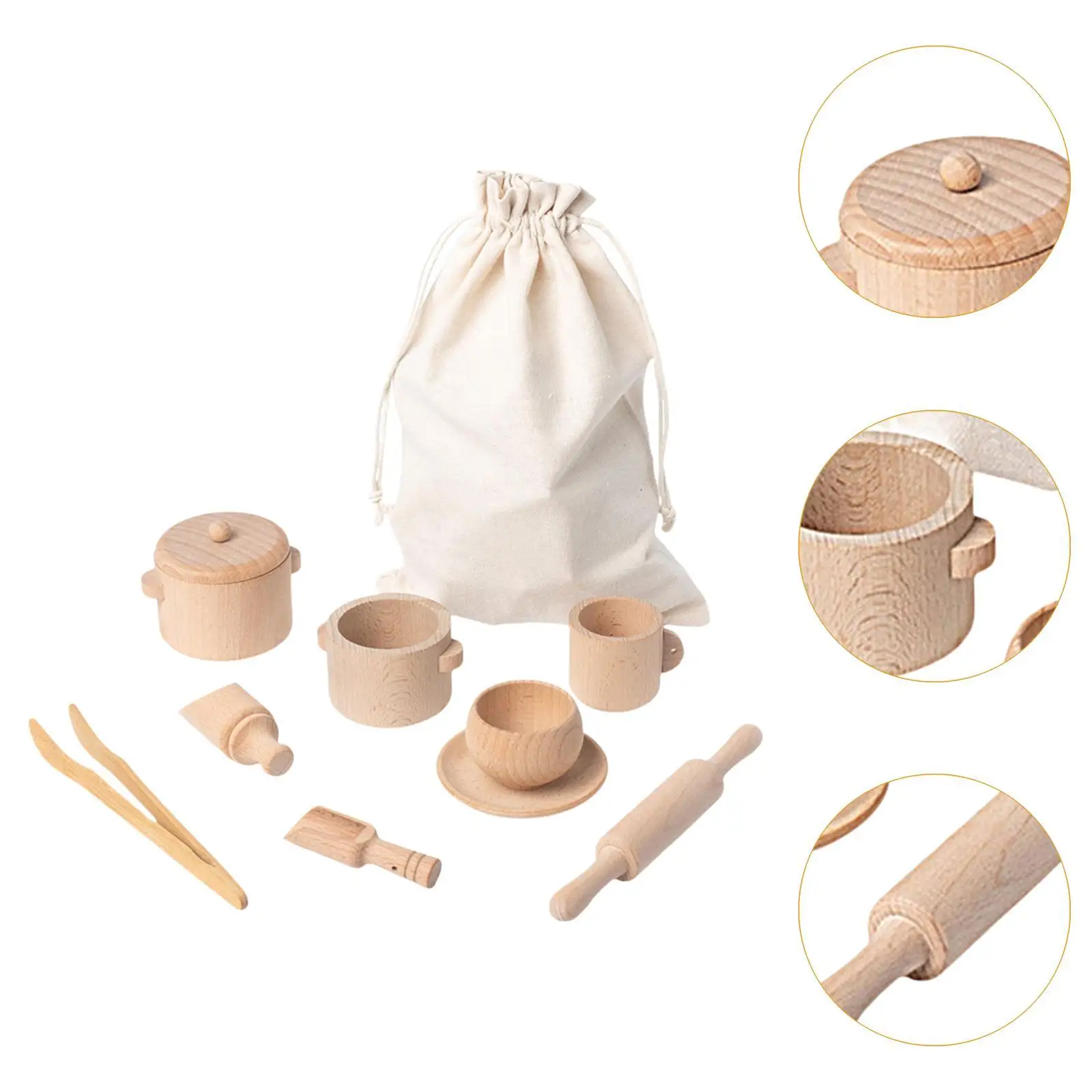 Wooden Sensory Bin Tools Transfer Work Fine Motor Skills with Storage Bag Wooden