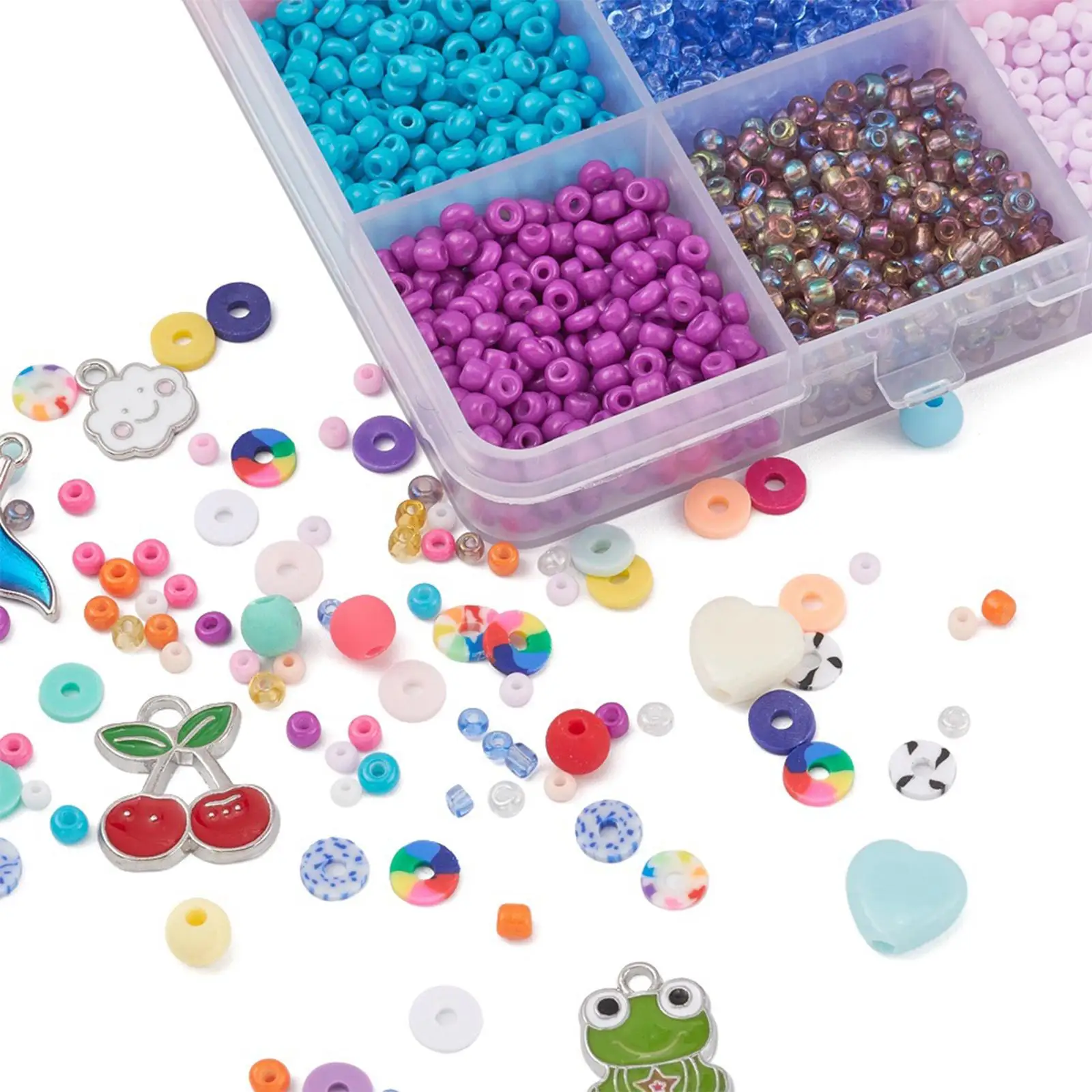 4580 Pieces Flat Round Polymer Clay Beads Kit for Bracelets Necklace Earring