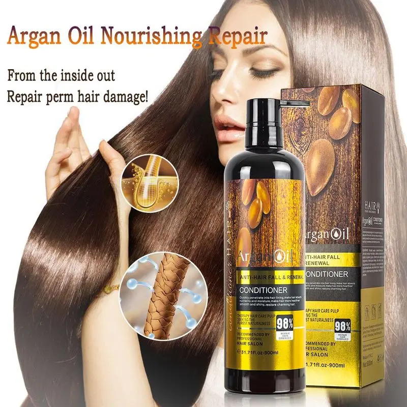 Argan Oil Keratin Shampoo Conditioner Hair Mask Silky Smoothes Frizz Nourish Anti-dandruff Oil Control Hair Care Kit Set