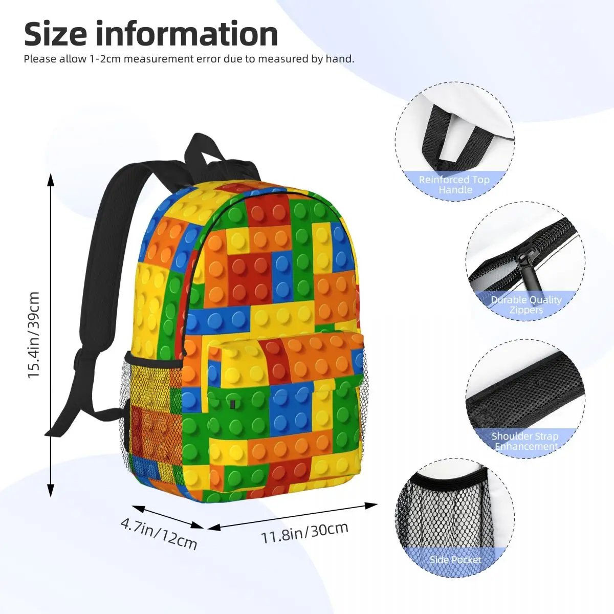 Building Blocks Construction Brick Backpacks Boys Girls Bookbag Cartoon Children School Bags Laptop Rucksack Shoulder Bag