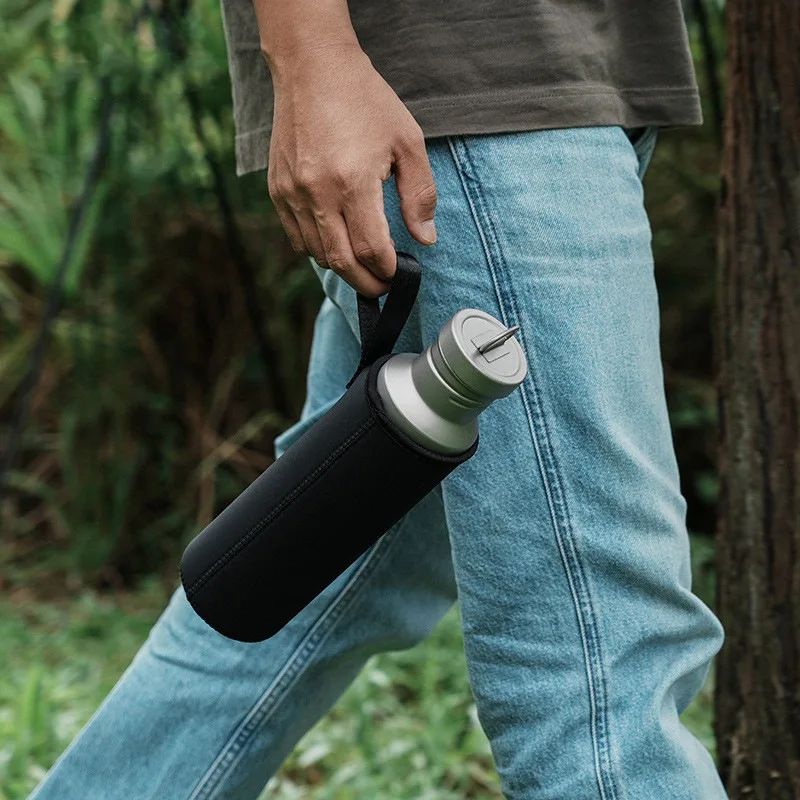 Botol air titanium murni, ketel perjalanan berkapasitas besar portabel luar ruangan yang ringan
