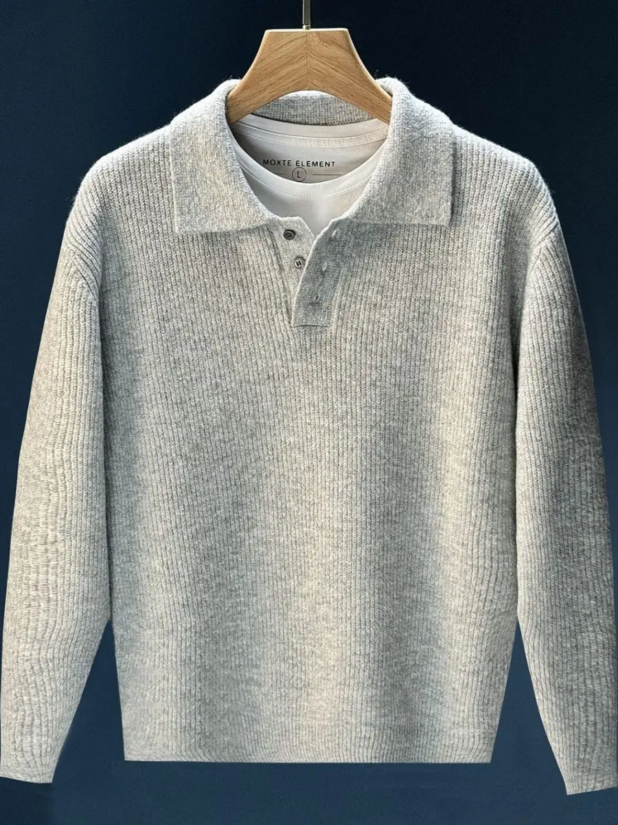 

Casual Loose Fit Men's Knit Sweater Long Sve Thermal Polyester Fabric Color Netie Lazy Sle Autumn Winter Faion